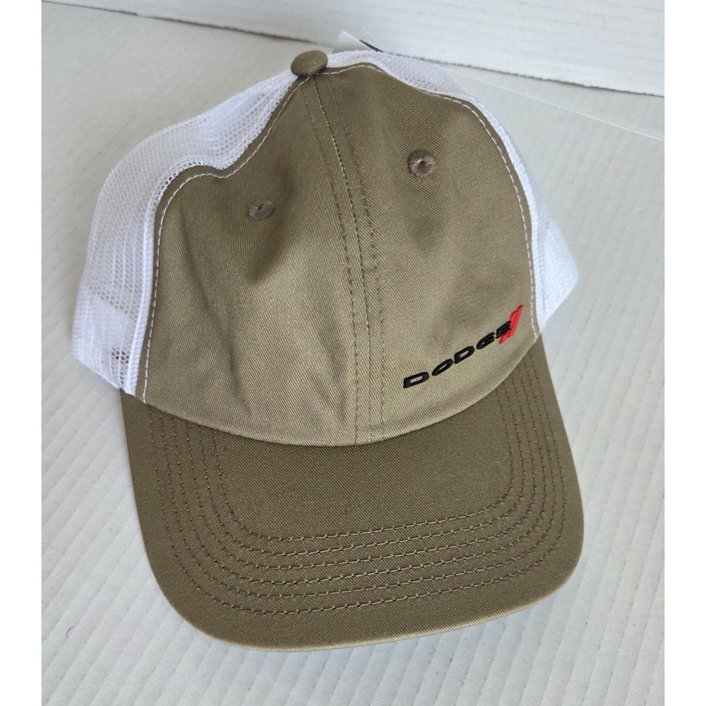 FCA Dodge Trucker Khaki Hat Mesh SnapBack Rubber Patch Promotional NEW Deadstock